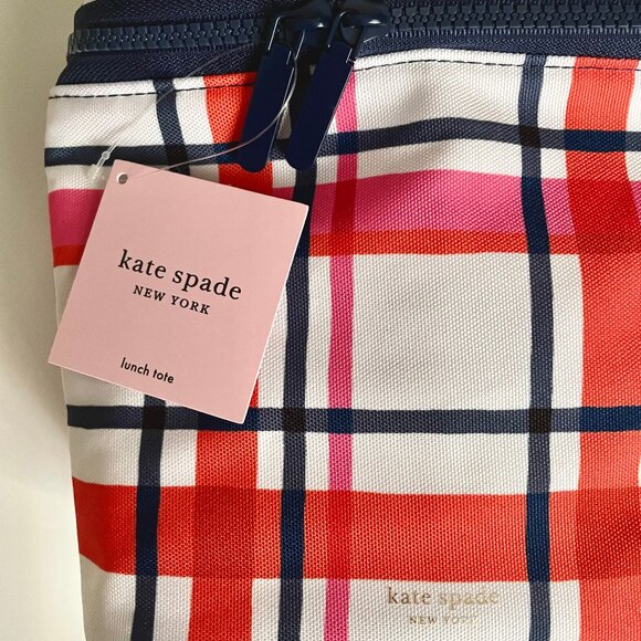 NWT Kate Spade Spring Plaid Insulated Lunch Tote - Picture 3 of 10